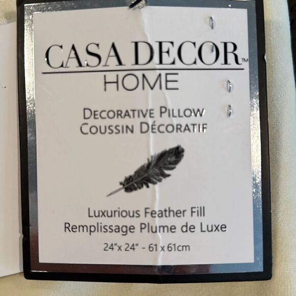 "New" Lot Of 3 Casa Decor Home 24x24 Beige Yellow Decorative Accent Pillowcases - Picture 9 of 9